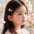 Korean Pink Ribbon-Heart & Pearl Embellished Hair Clip