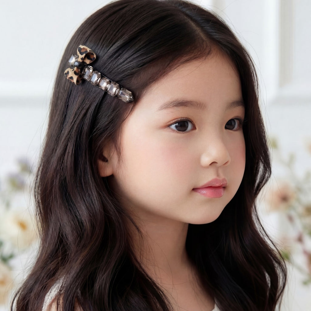 Korean Leopard Luxe & Smoke Crystal Statement Clip