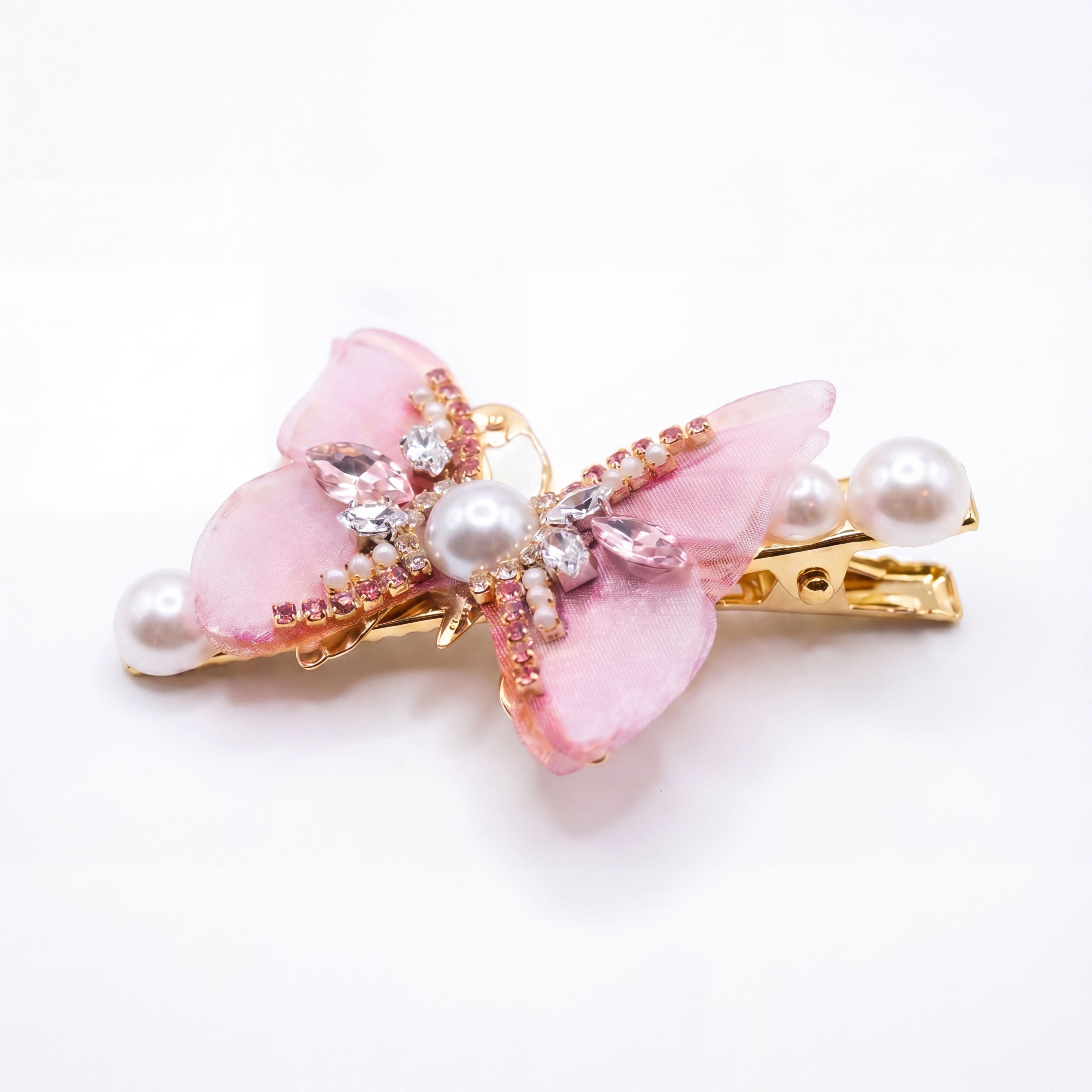 Pink Organza Butterfly Barrette : YUFSHR220