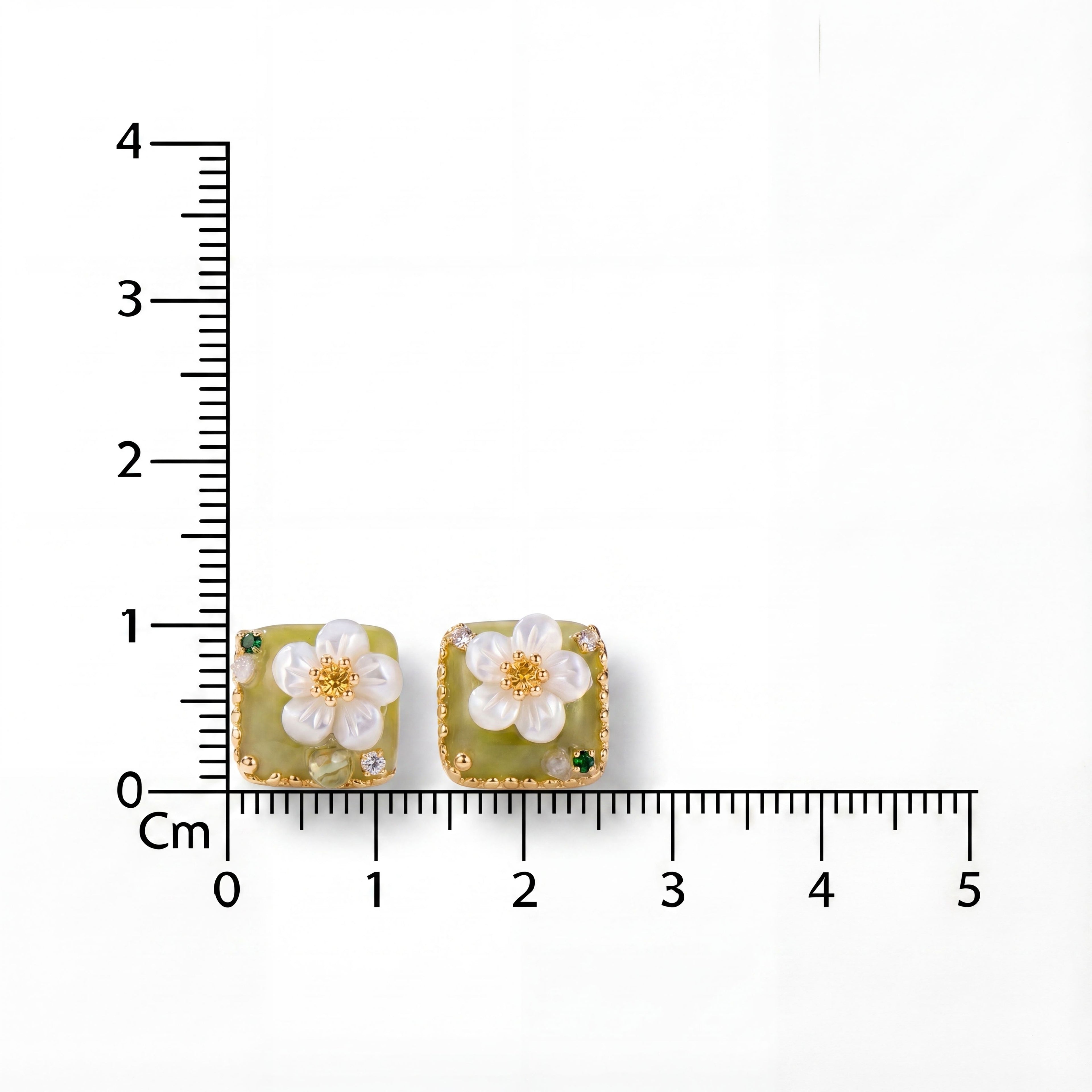 Jade-Green Floral Squares : YUFSER407