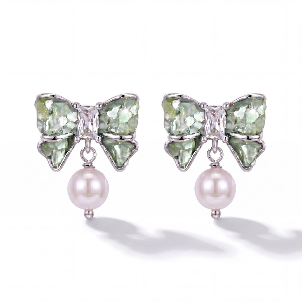 Ribbon Bow & Pearl Drops : YUFSER402