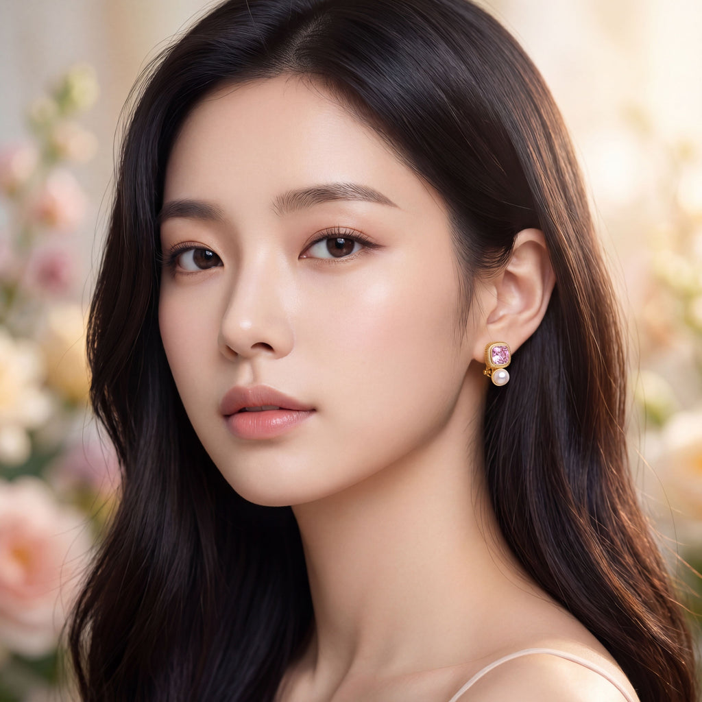 Blushing Halo Gem & Pearl Cuff : YUFSER203