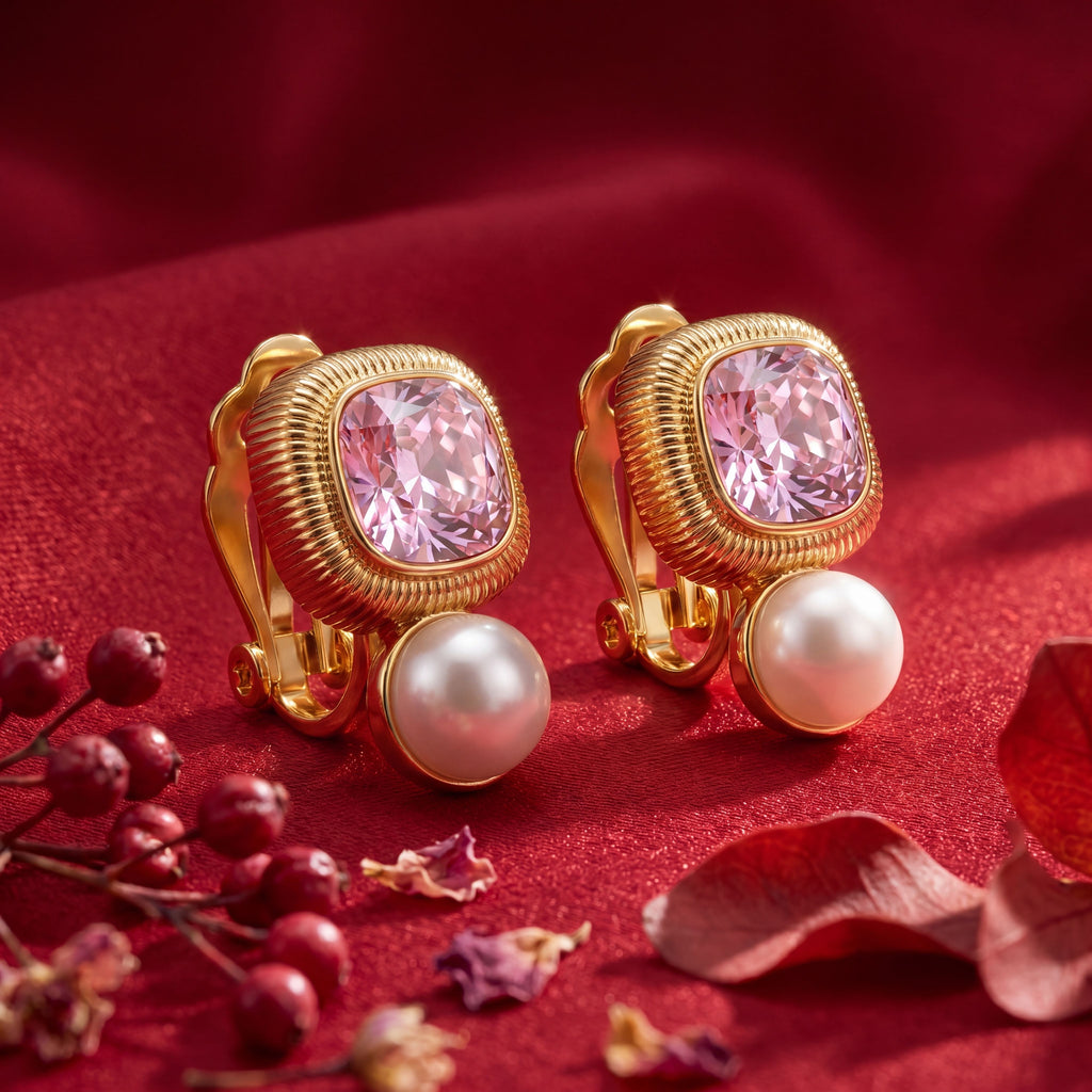 Blushing Halo Gem & Pearl Cuff : YUFSER203