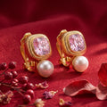 Blushing Halo Gem & Pearl Cuff : YUFSER203