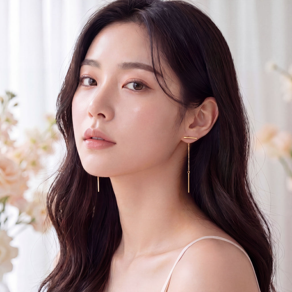 Korean Parallel Gold Threader Earrings