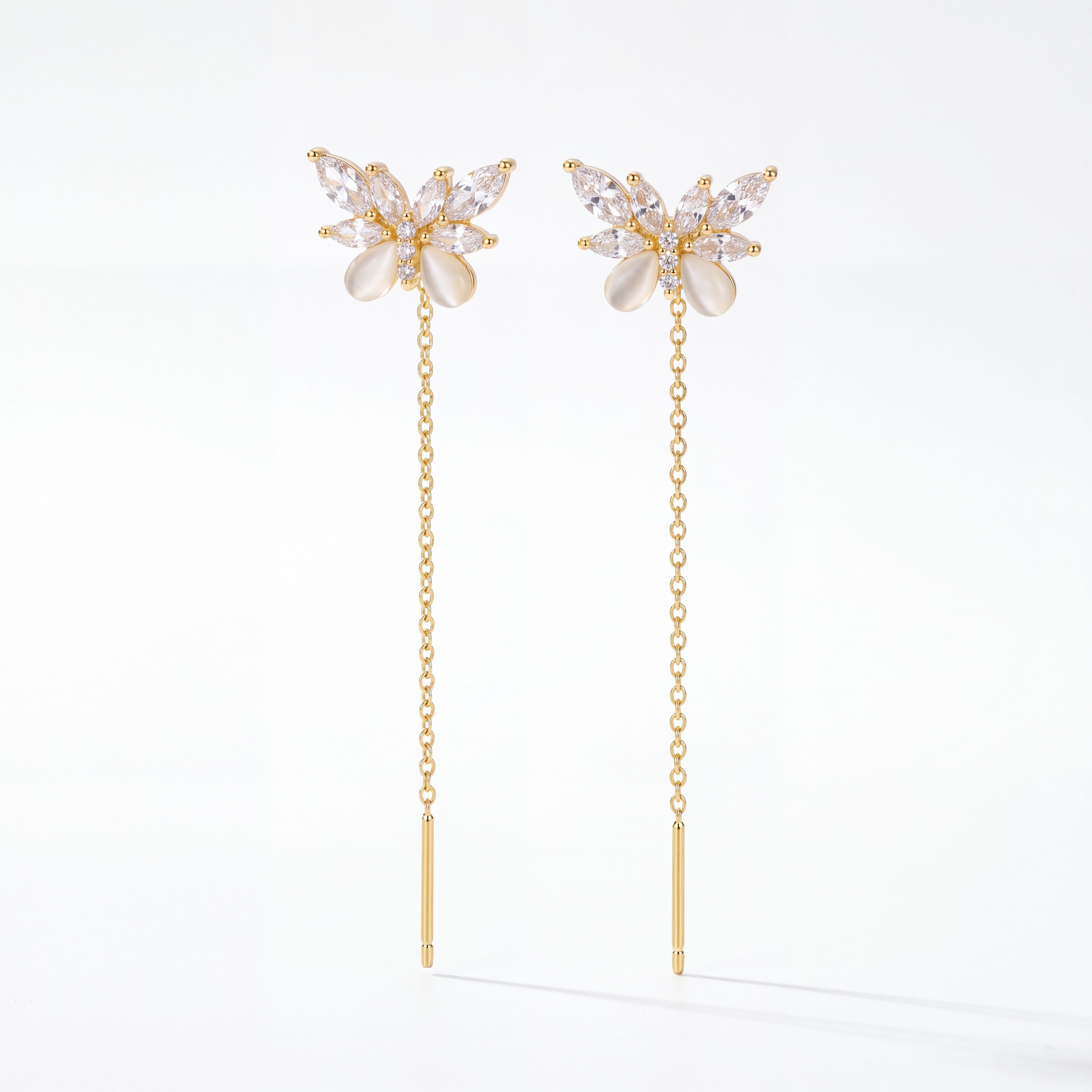 Korean Elegant Butterfly Crystal threader Earrings