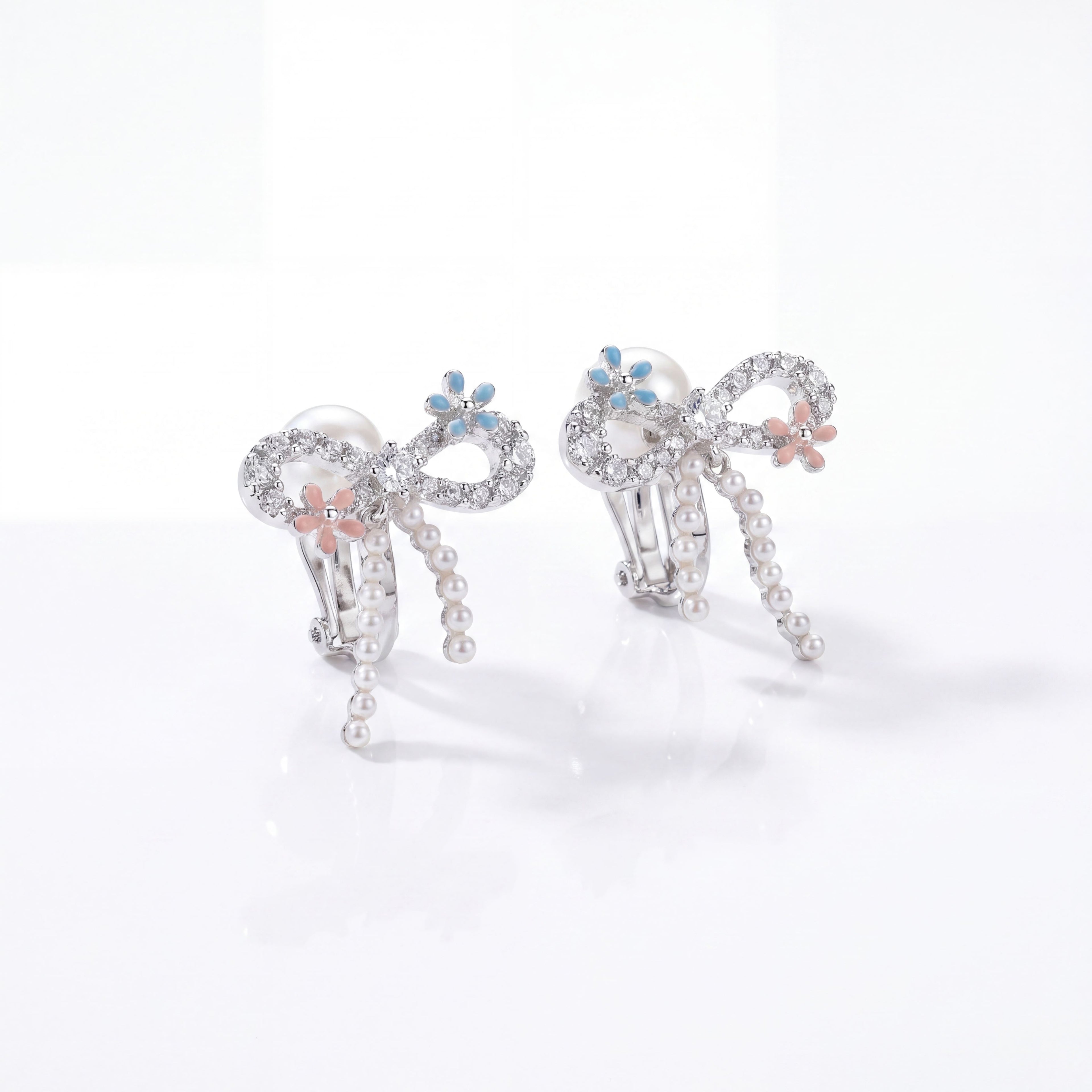 Korean Fairy Dust, Bow Ear Clip-Ons