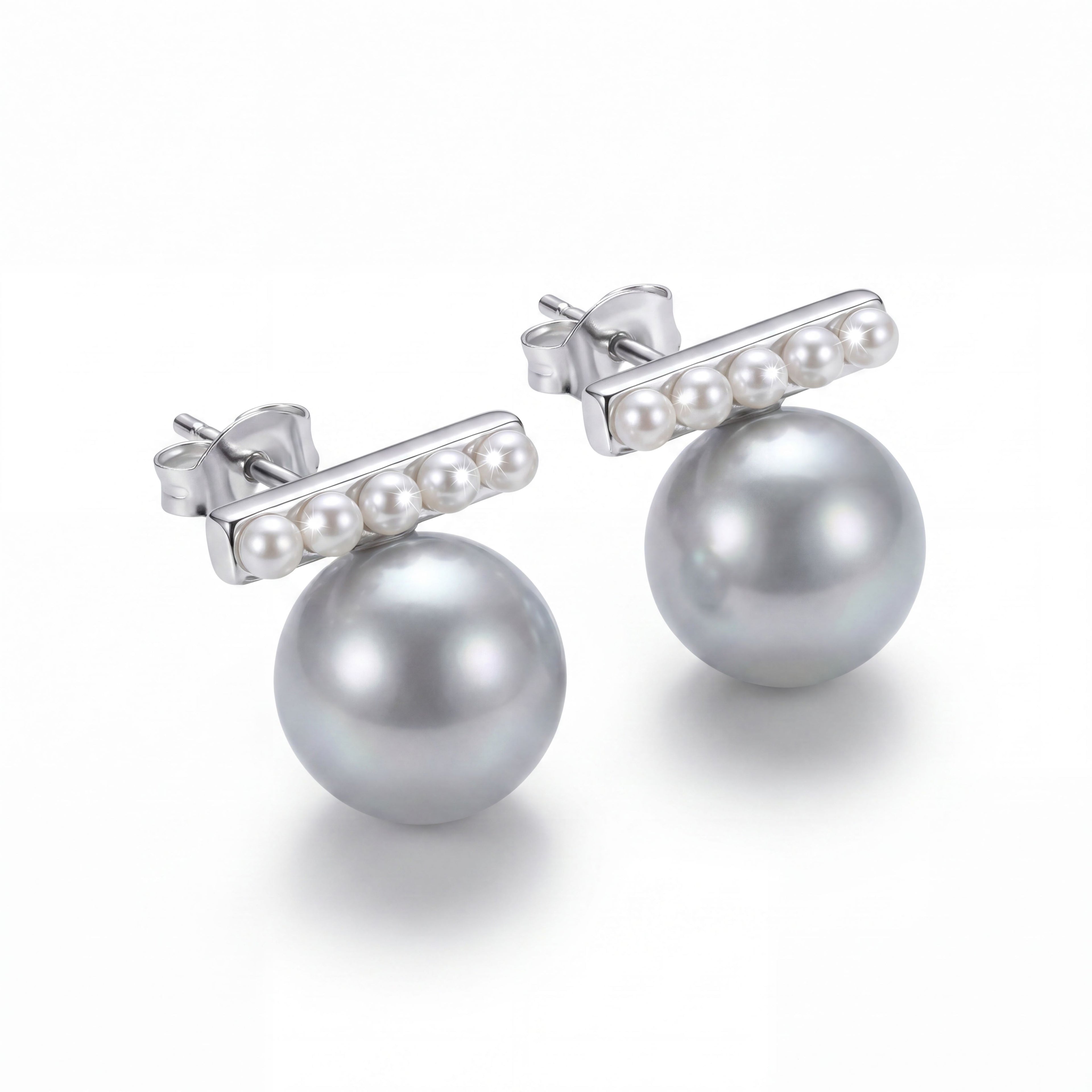 Korean Aurora Pearl Bar Studs