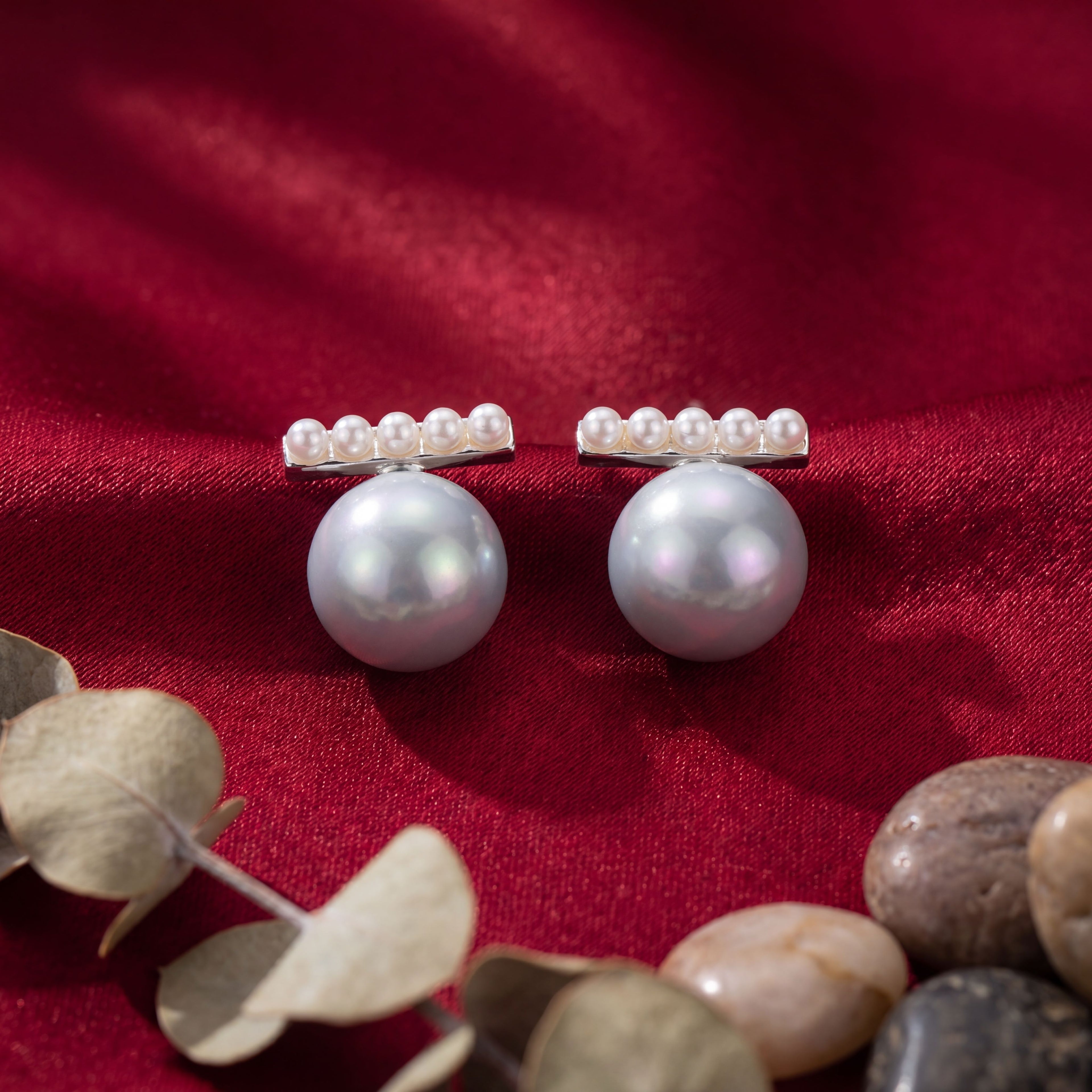 Korean Aurora Pearl Bar Studs