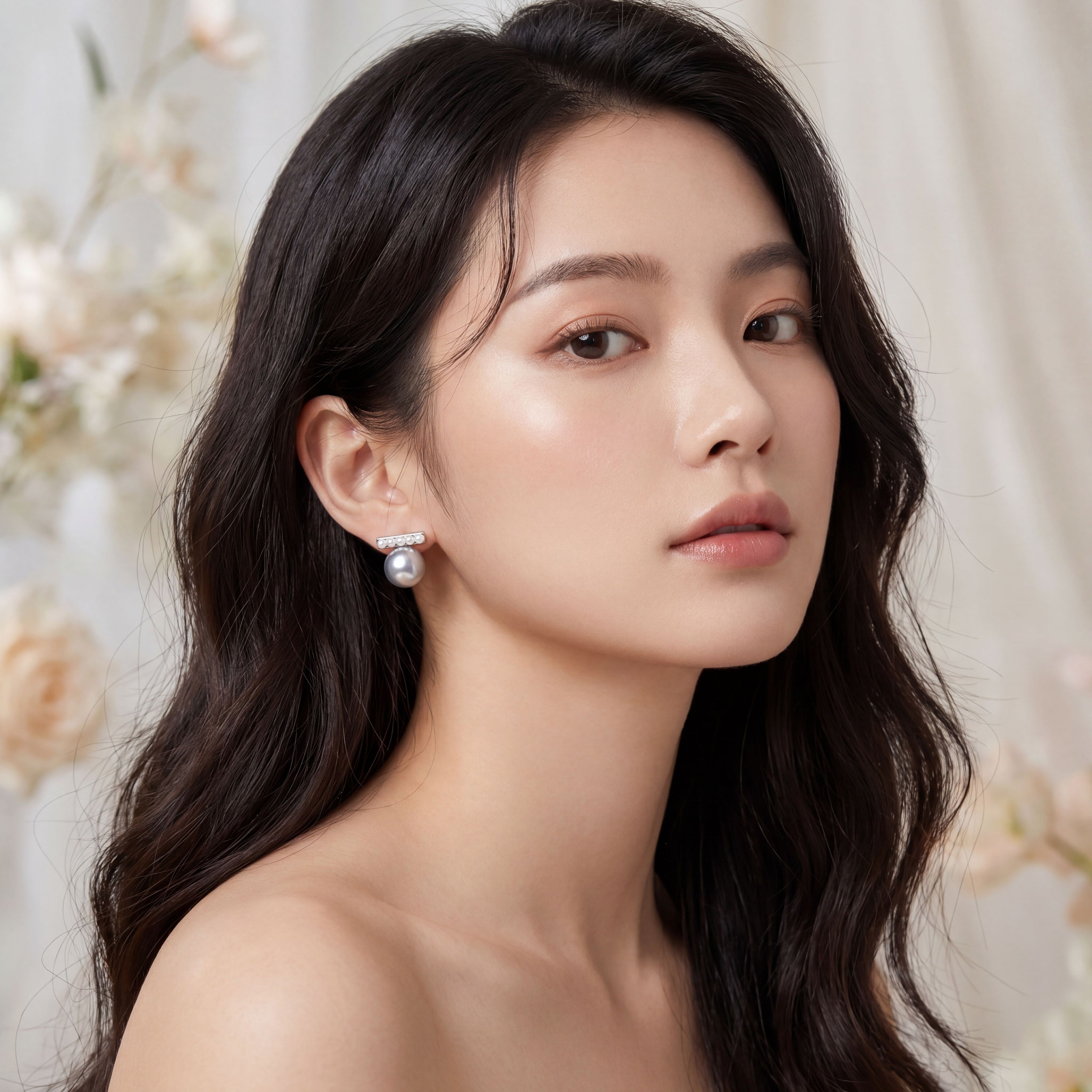 Korean Aurora Pearl Bar Studs