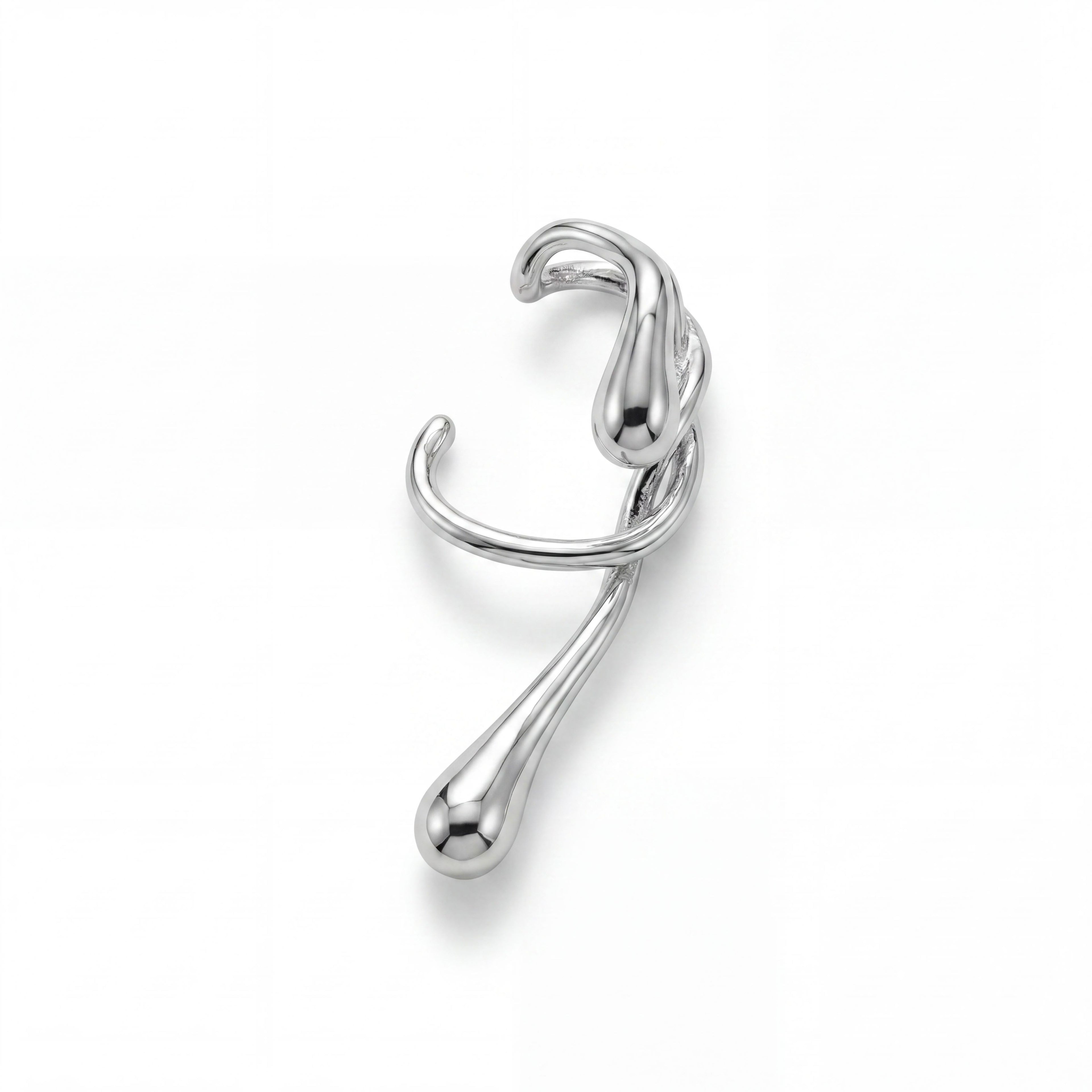 Korean Argent Fluidity Teardrop Left Ear Cuff