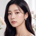 Korean Parallel Pavé J-Hoop Earrings