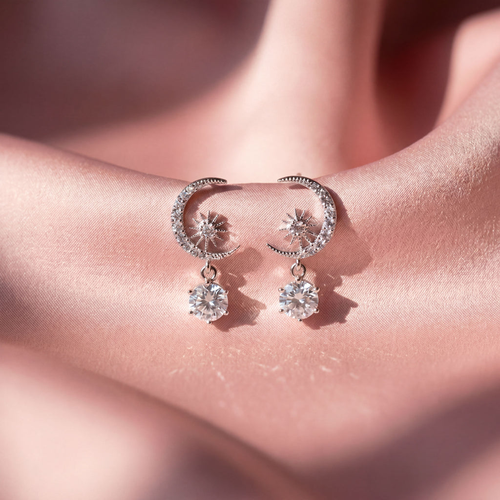 Sparkle Crescent Drop Earrings