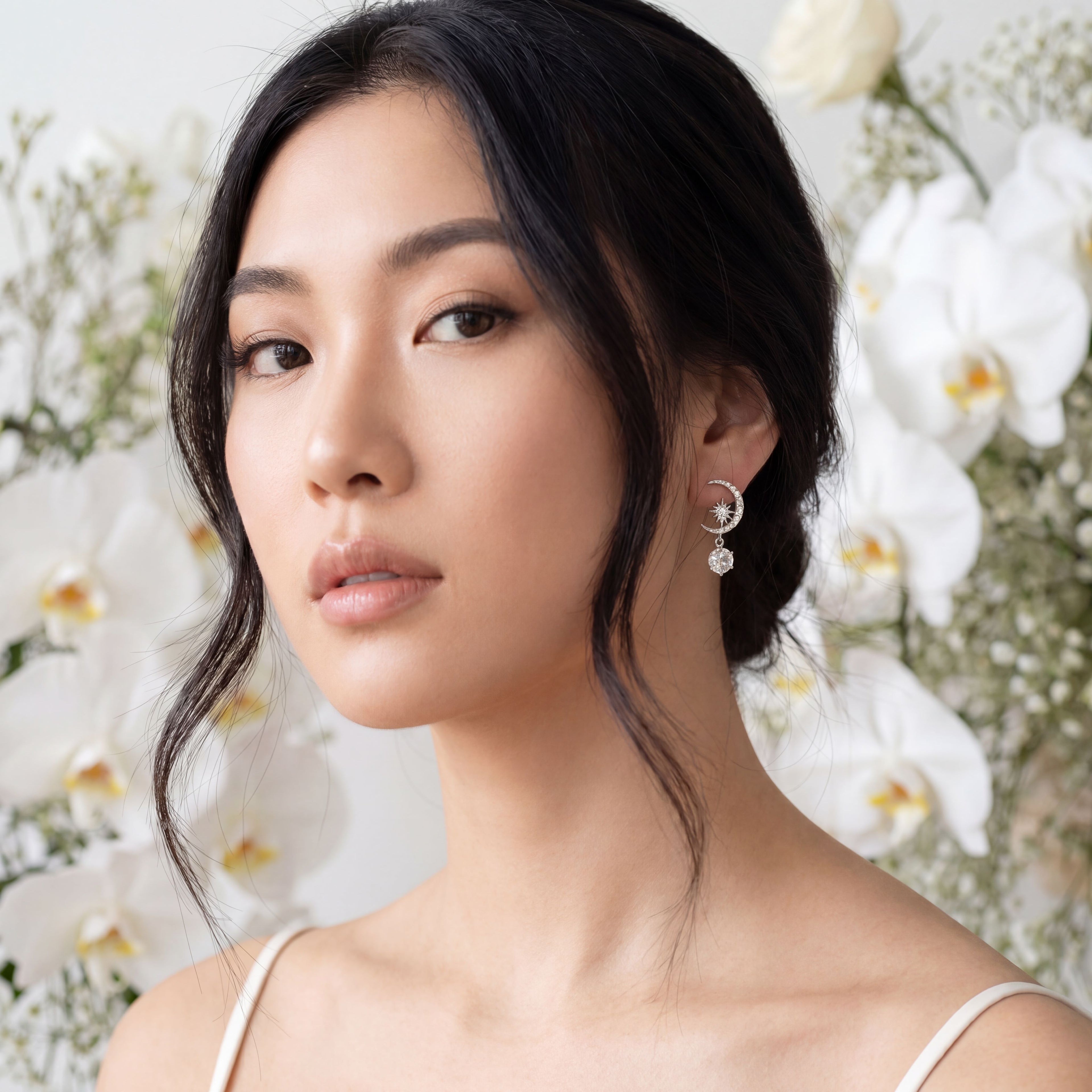 Sparkle Crescent Drop Earrings