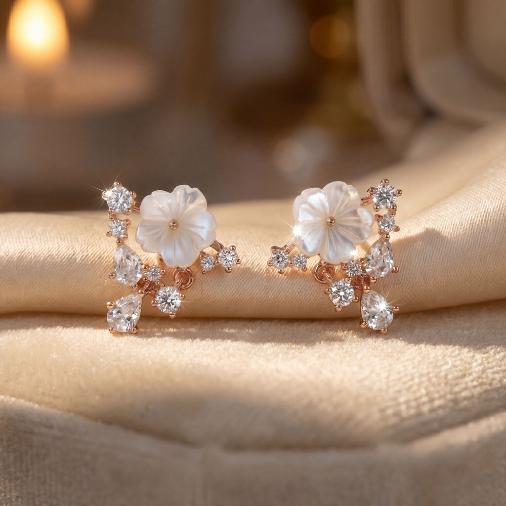 Luminious Flower Studded Earrings