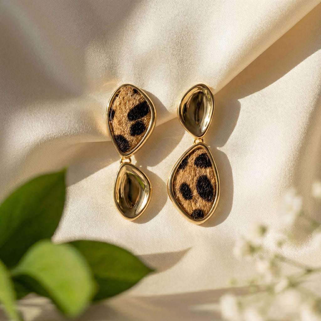 Leopard Print Double Drop Earrings