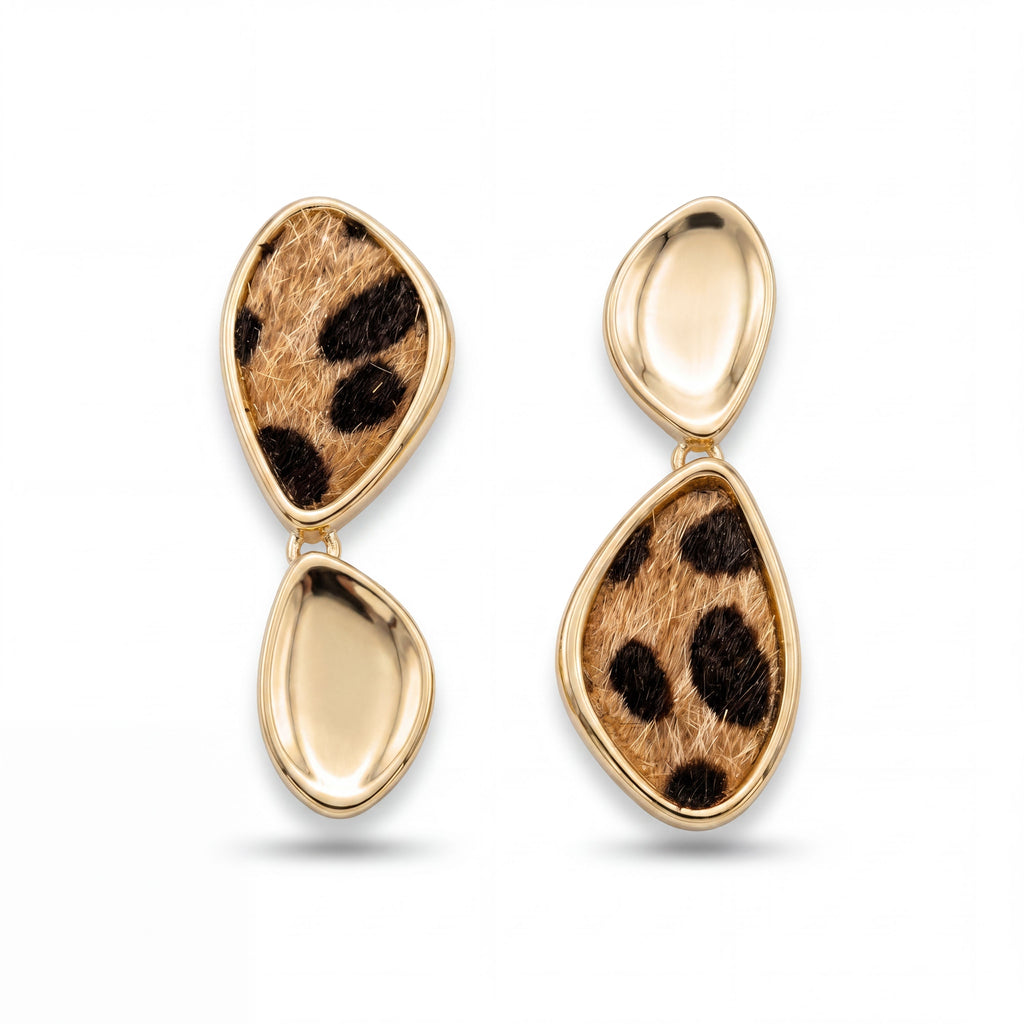 Leopard Print Double Drop Earrings