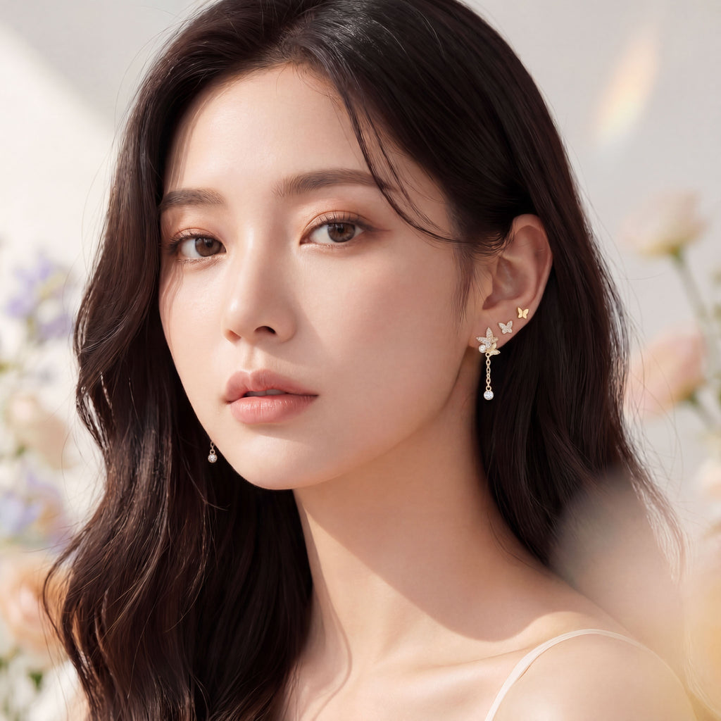 Korean Ethereal Monarch Dangle Earrings