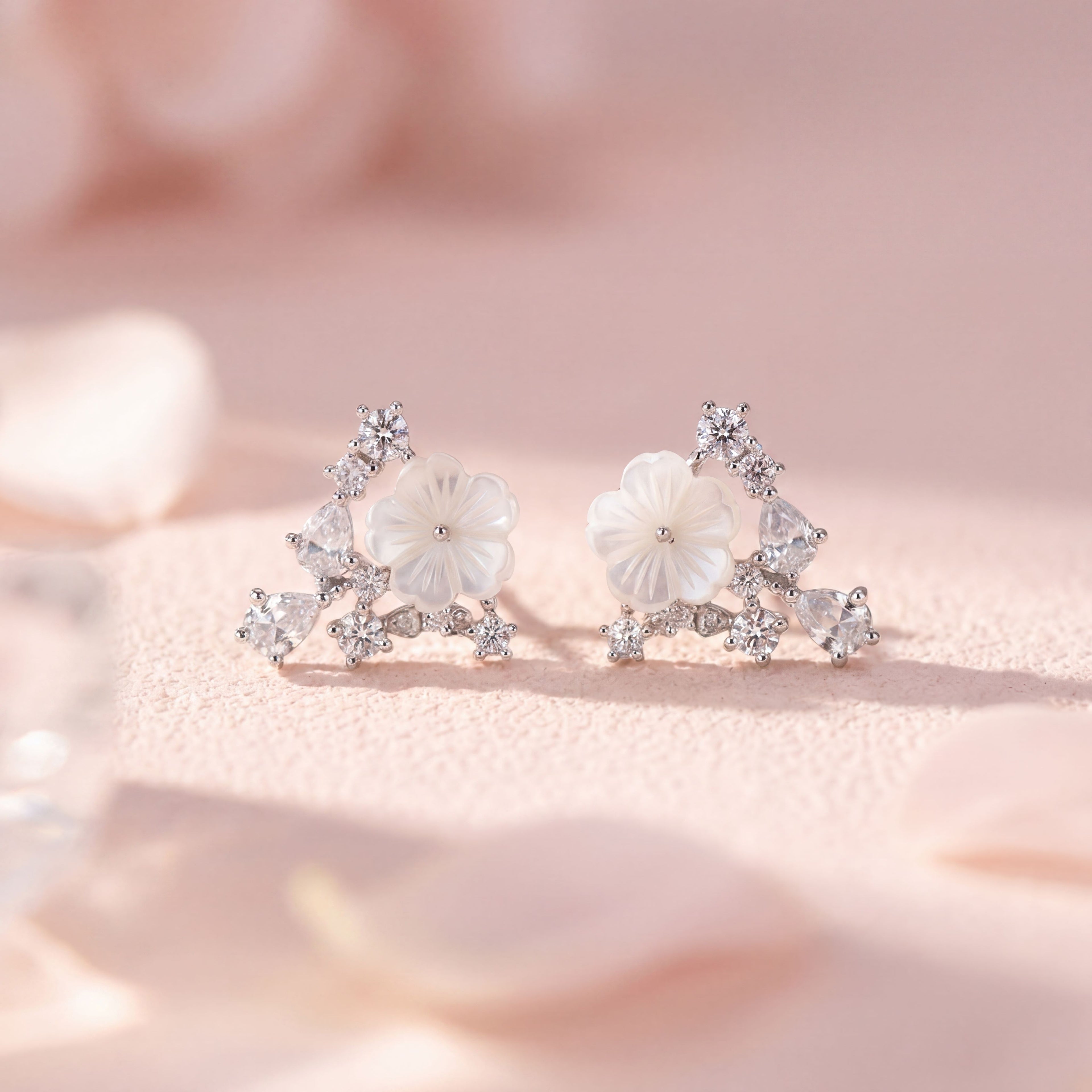 Luminious Flower Studded Earrings