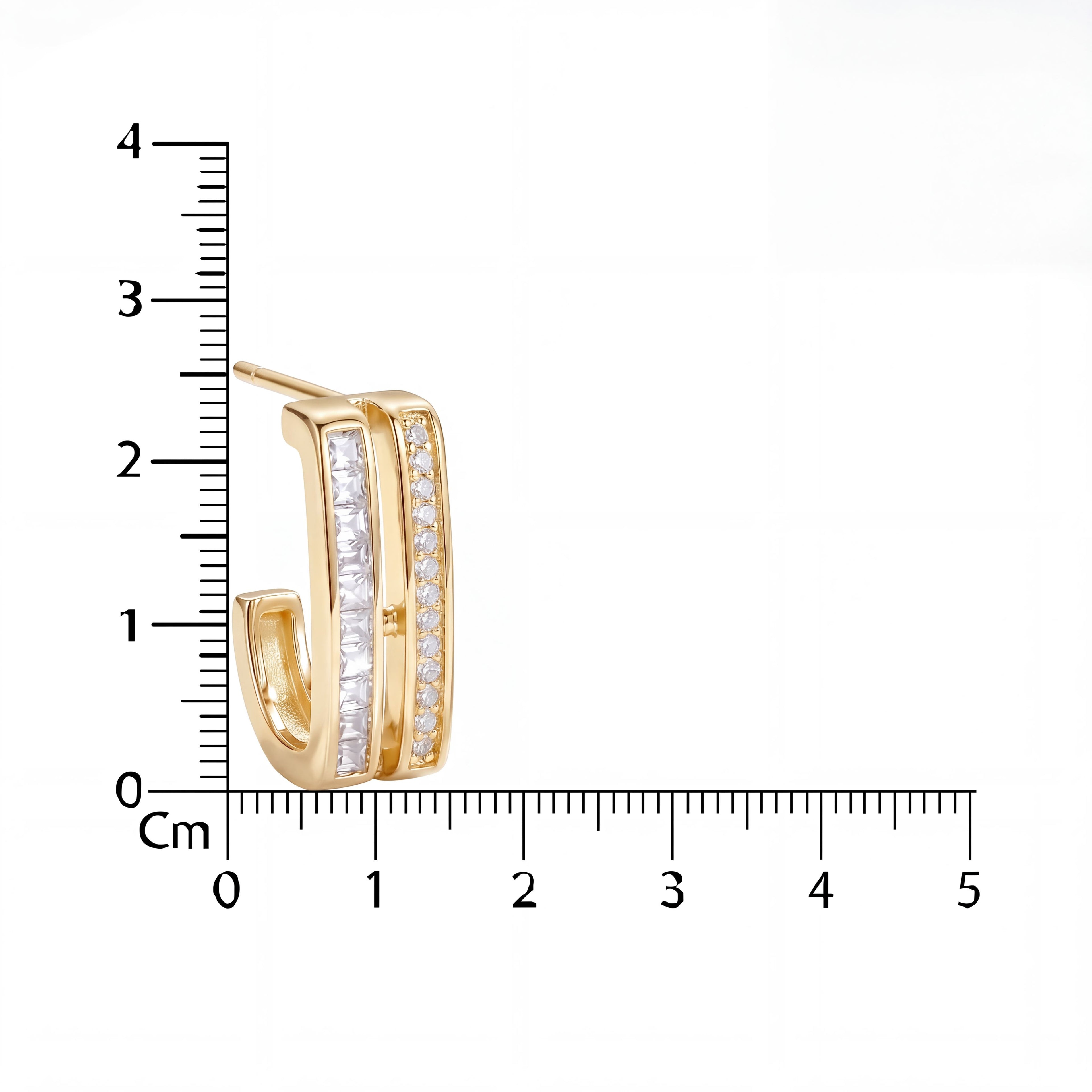 Korean Parallel Pavé J-Hoop Earrings
