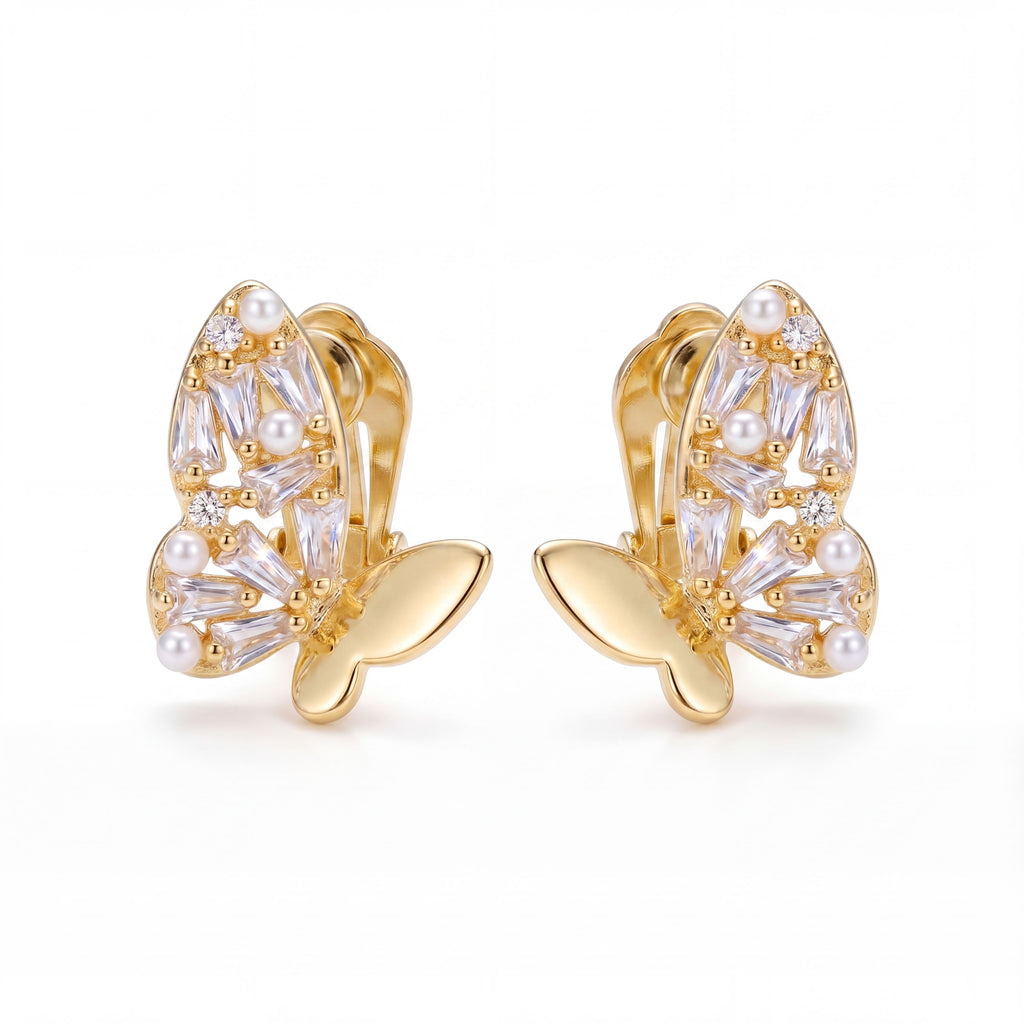 Korean Mariposa Garden Pearl Studs