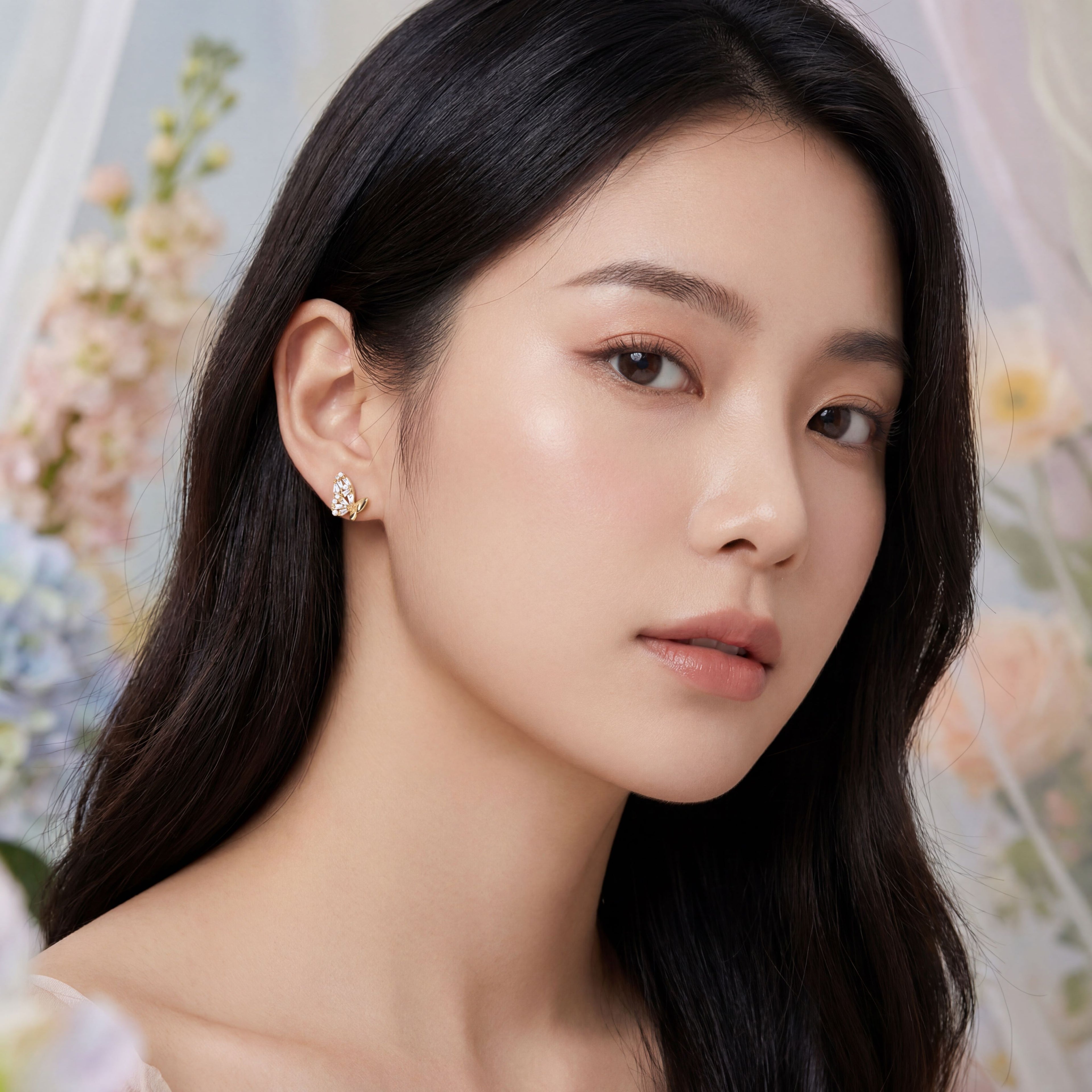 Korean Mariposa Garden Pearl Studs