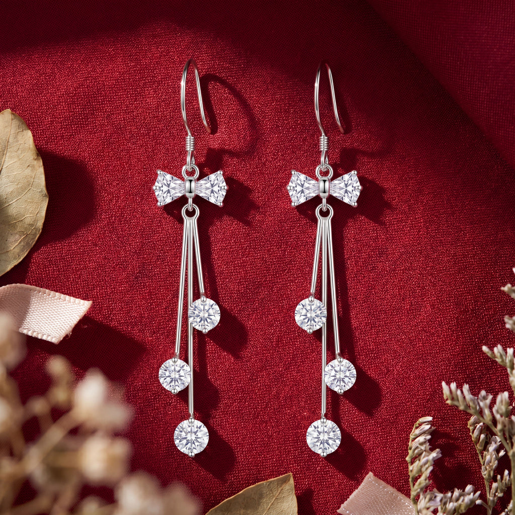 Korean Moonlight Bow Cascade Earrings