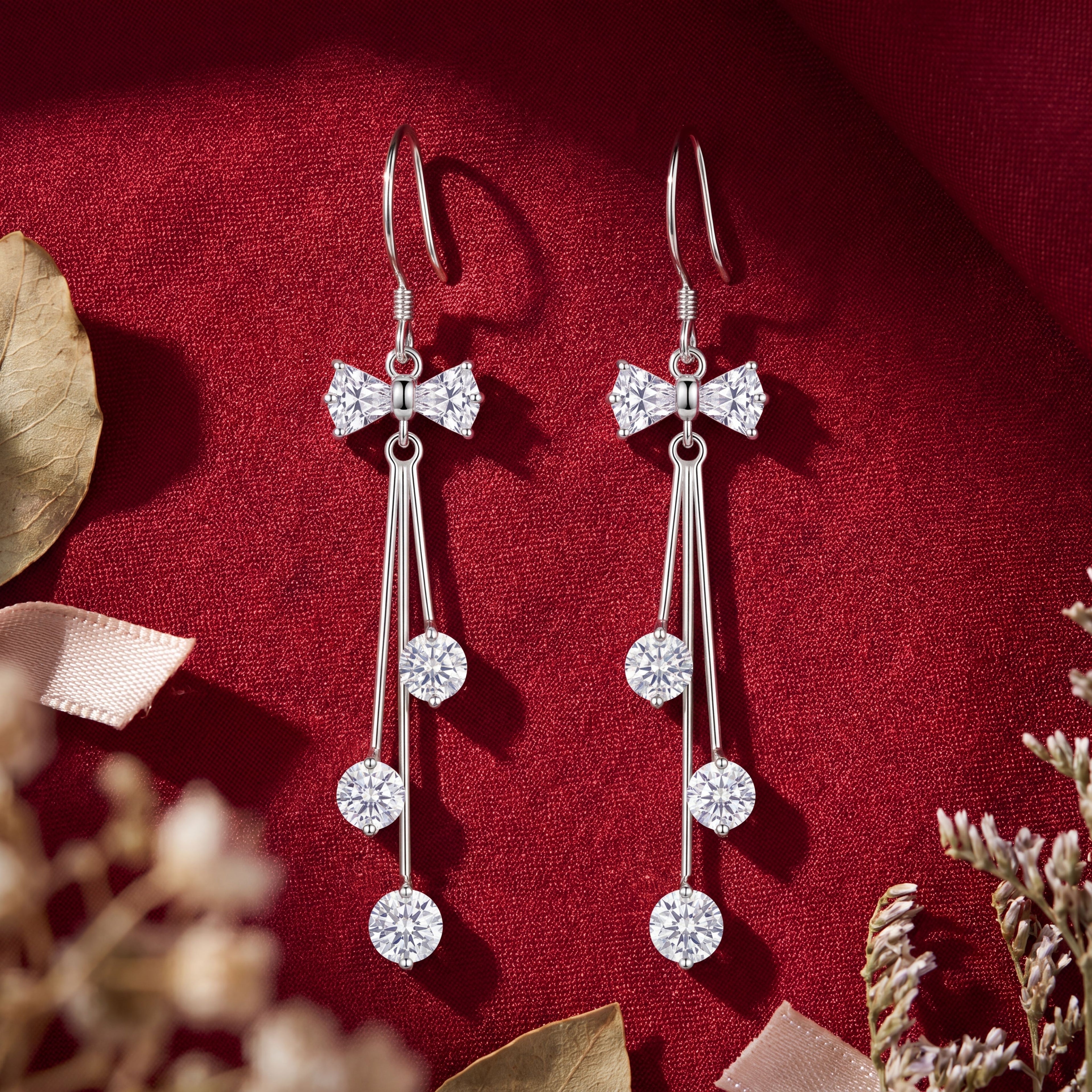 Korean Moonlight Bow Cascade Earrings