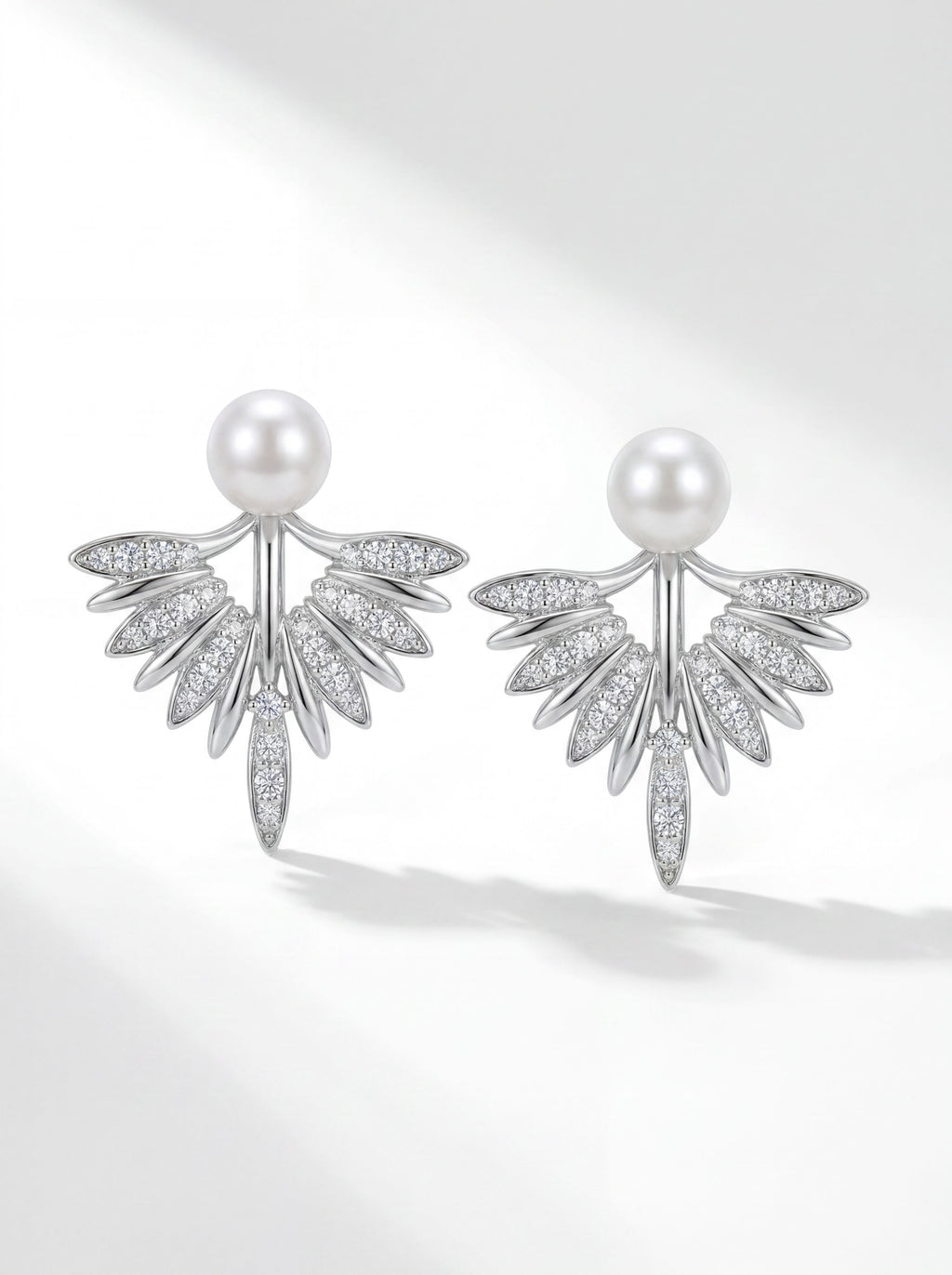 Korean Art Deco Pearl Ear Jackets