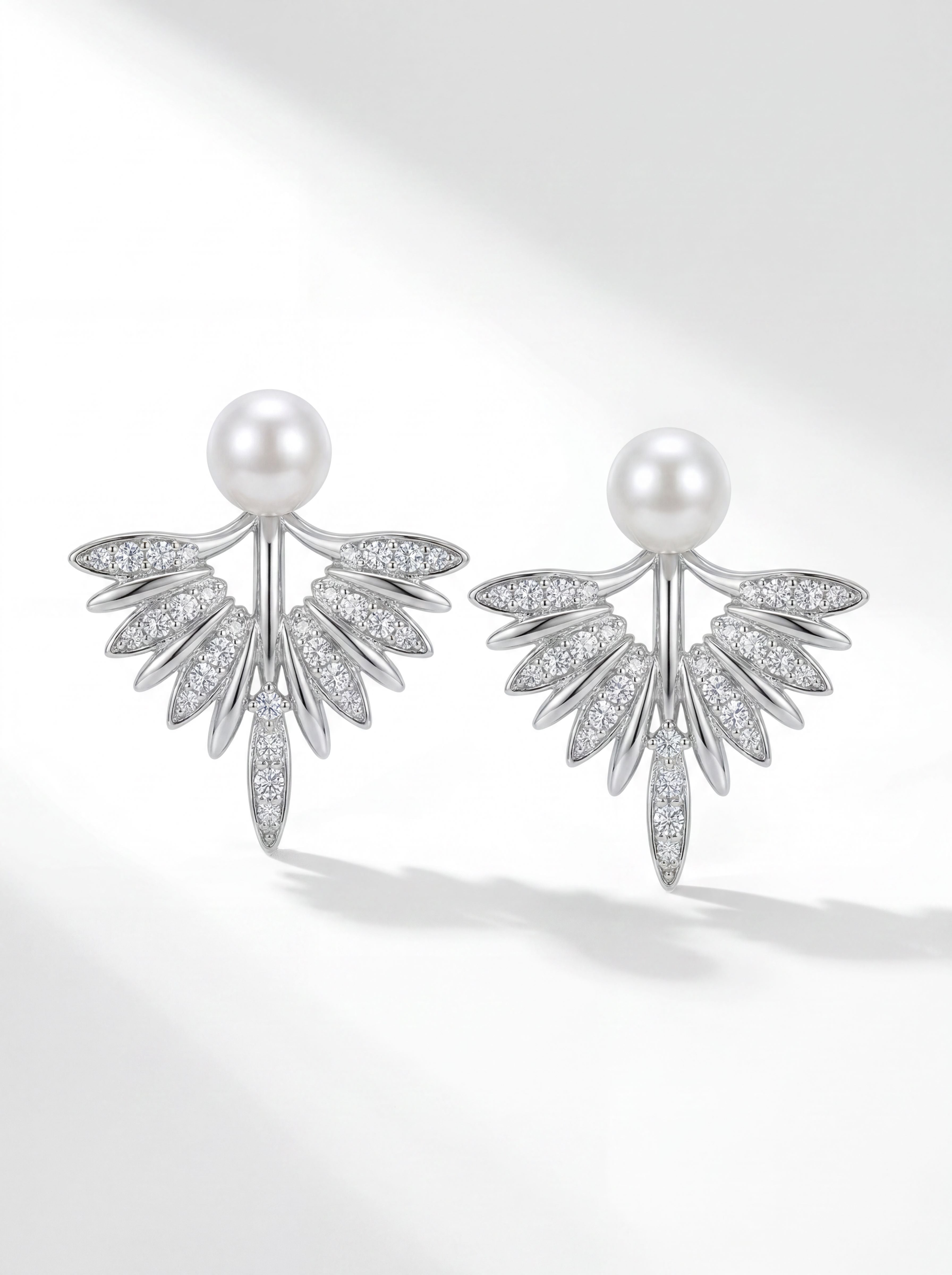 Korean Art Deco Pearl Ear Jackets