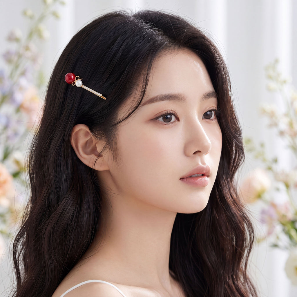 Korean Crimson Peral Bobby Pin