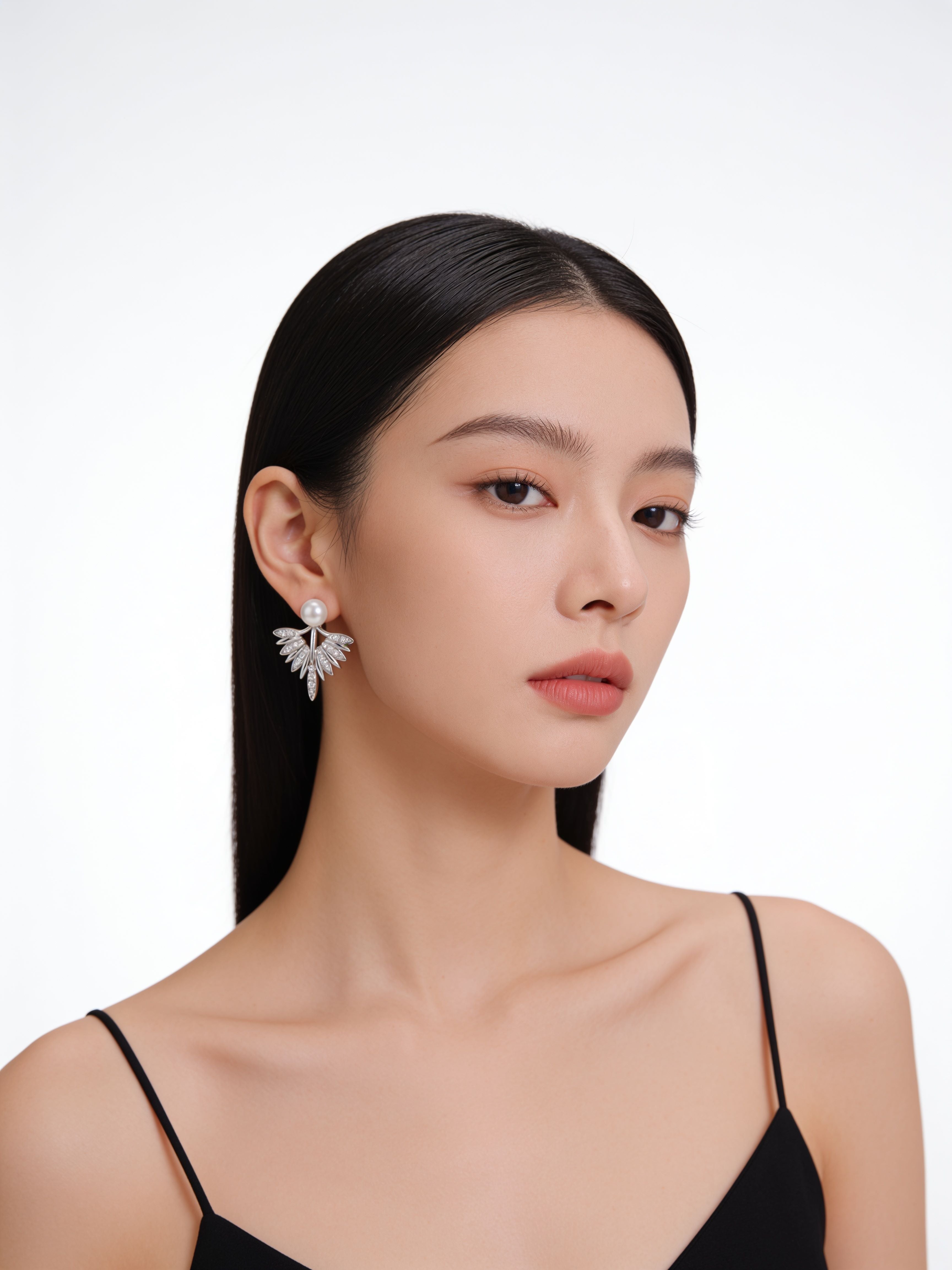 Korean Art Deco Pearl Ear Jackets