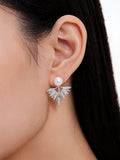 Korean Art Deco Pearl Ear Jackets