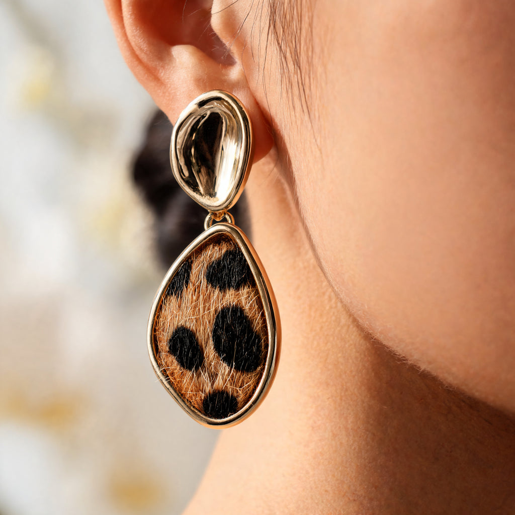 Leopard Print Double Drop Earrings
